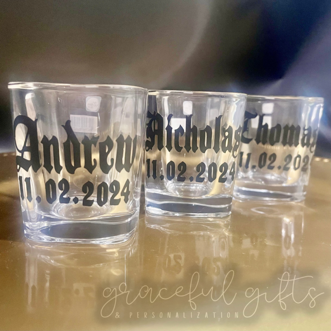 Personalized Groomsmen Whiskey Shot Glasses