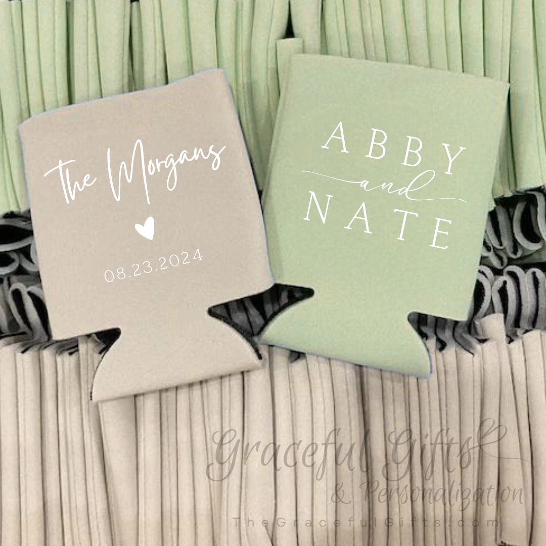 Minimalist Wedding Koozie Favors