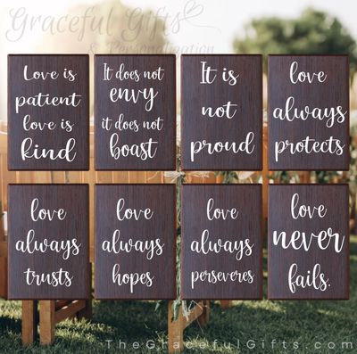 1 Corinthians 13 Wooden Wedding Aisle Signs