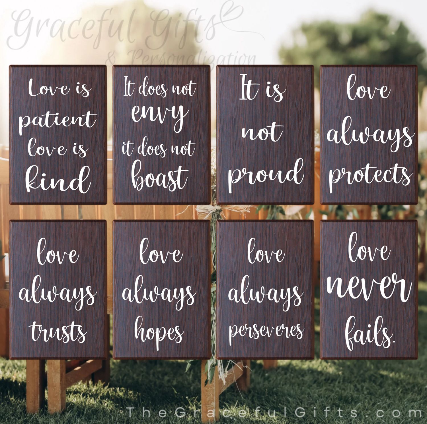 1 Corinthians 13 Wooden Wedding Aisle Signs
