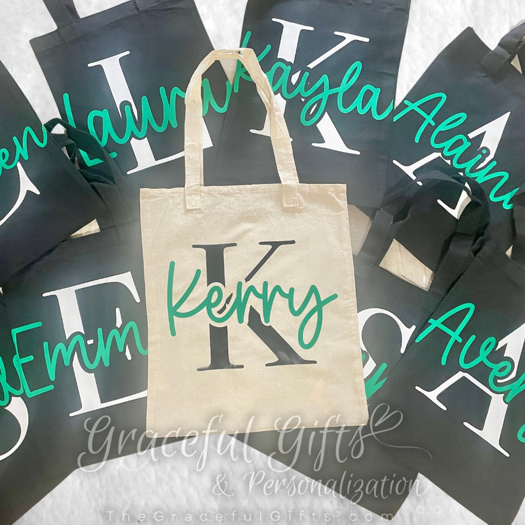 Large Personalized Bridal Party Canvas Bags