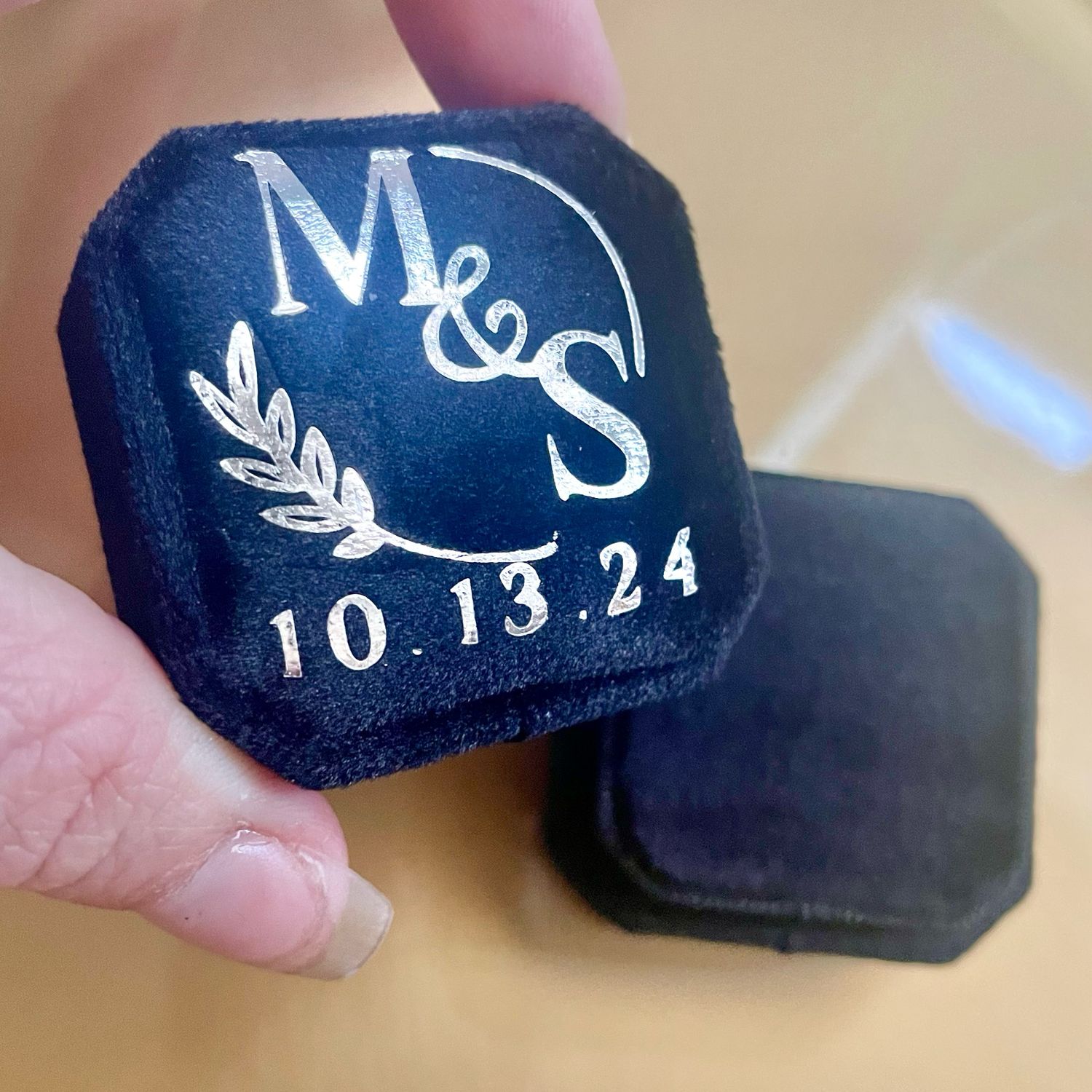 Monogramed Wedding Ceremony Ring Box