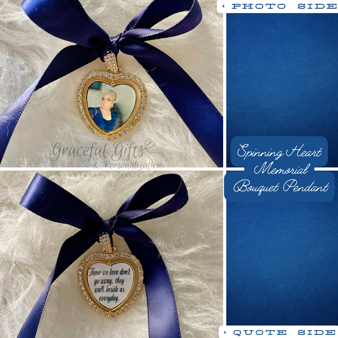 Memorial Spinning Heart Photo Pendant