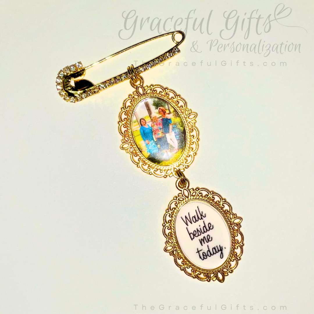 Wedding Bouquet Memorial Photo Pin Charm(s)