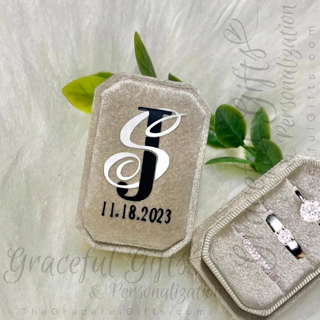 Monogramed Wedding Ceremony Ring Box