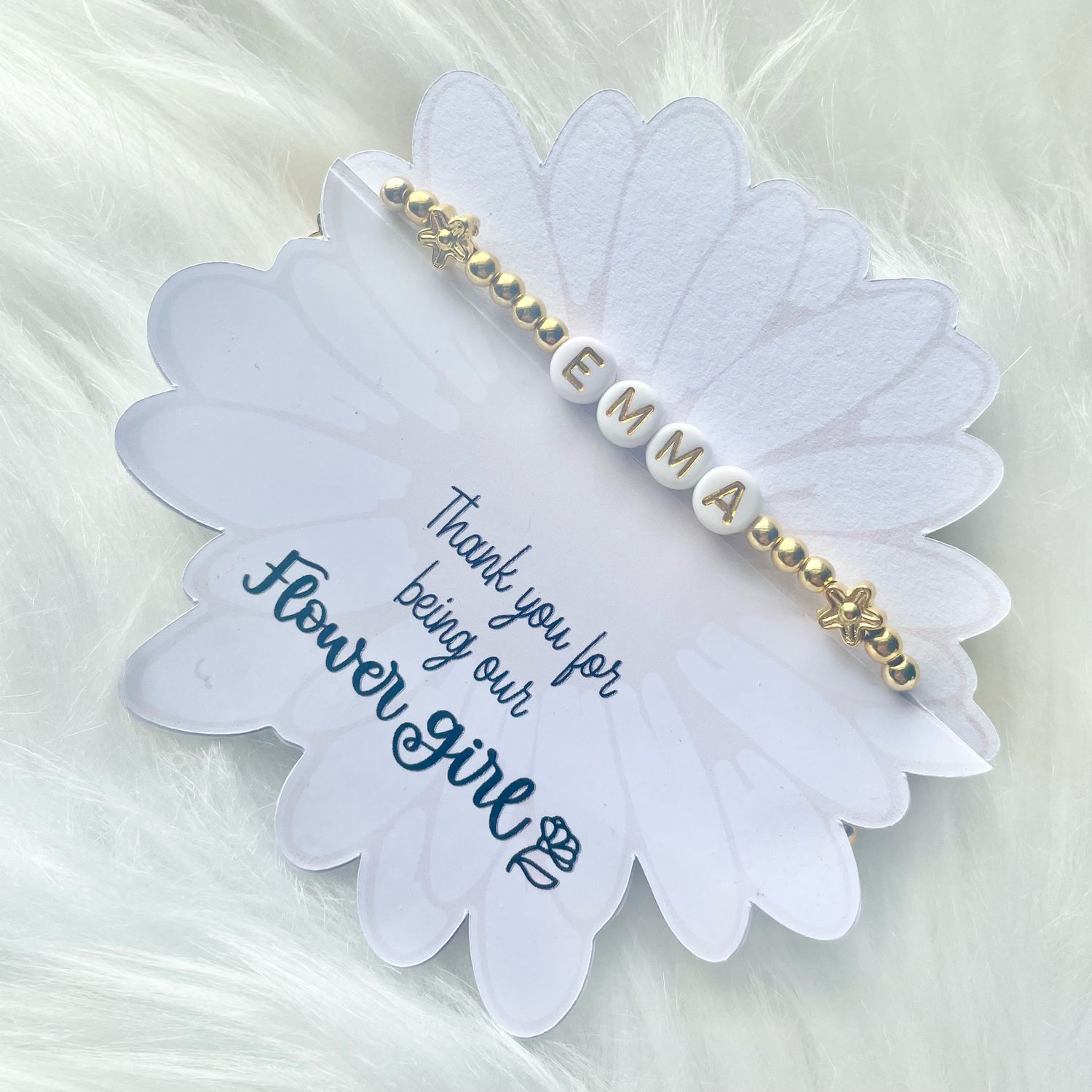 Flower Girl Name Beaded Bracelet