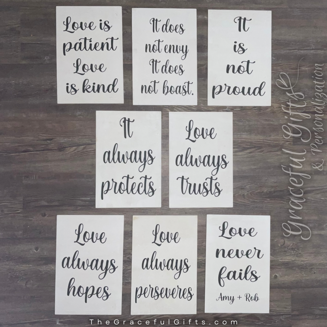 1 Corinthians 13 Wooden Wedding Aisle Signs