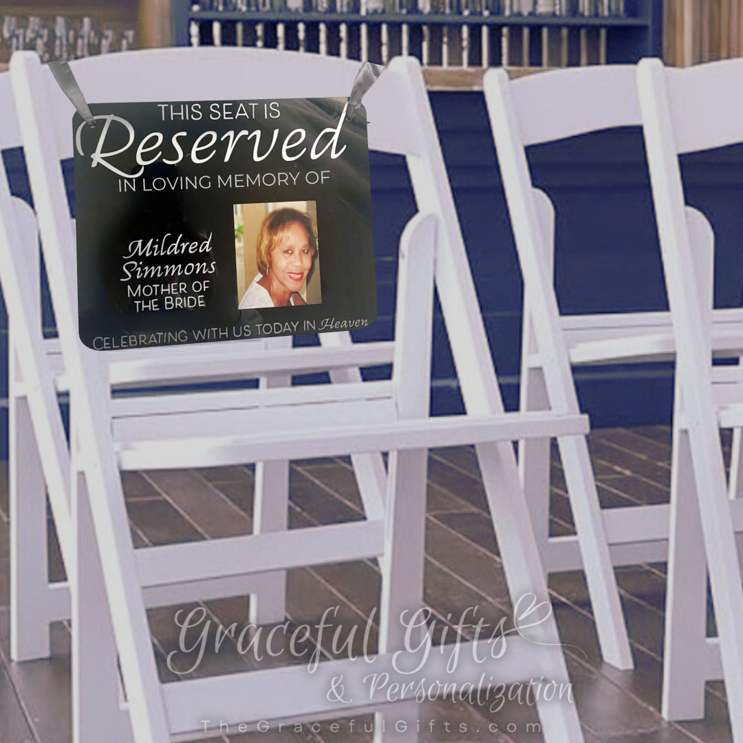 Reserved Wedding Seat Memorial Sign Black Acrylic