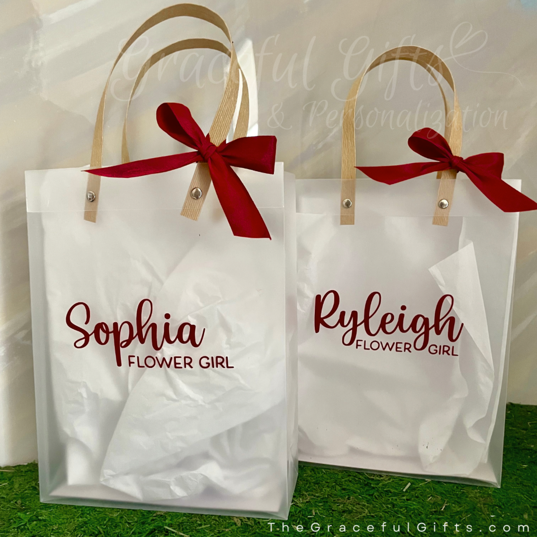 Frosted Bridesmaid’s Gift Bags Transparent &amp; Personalized