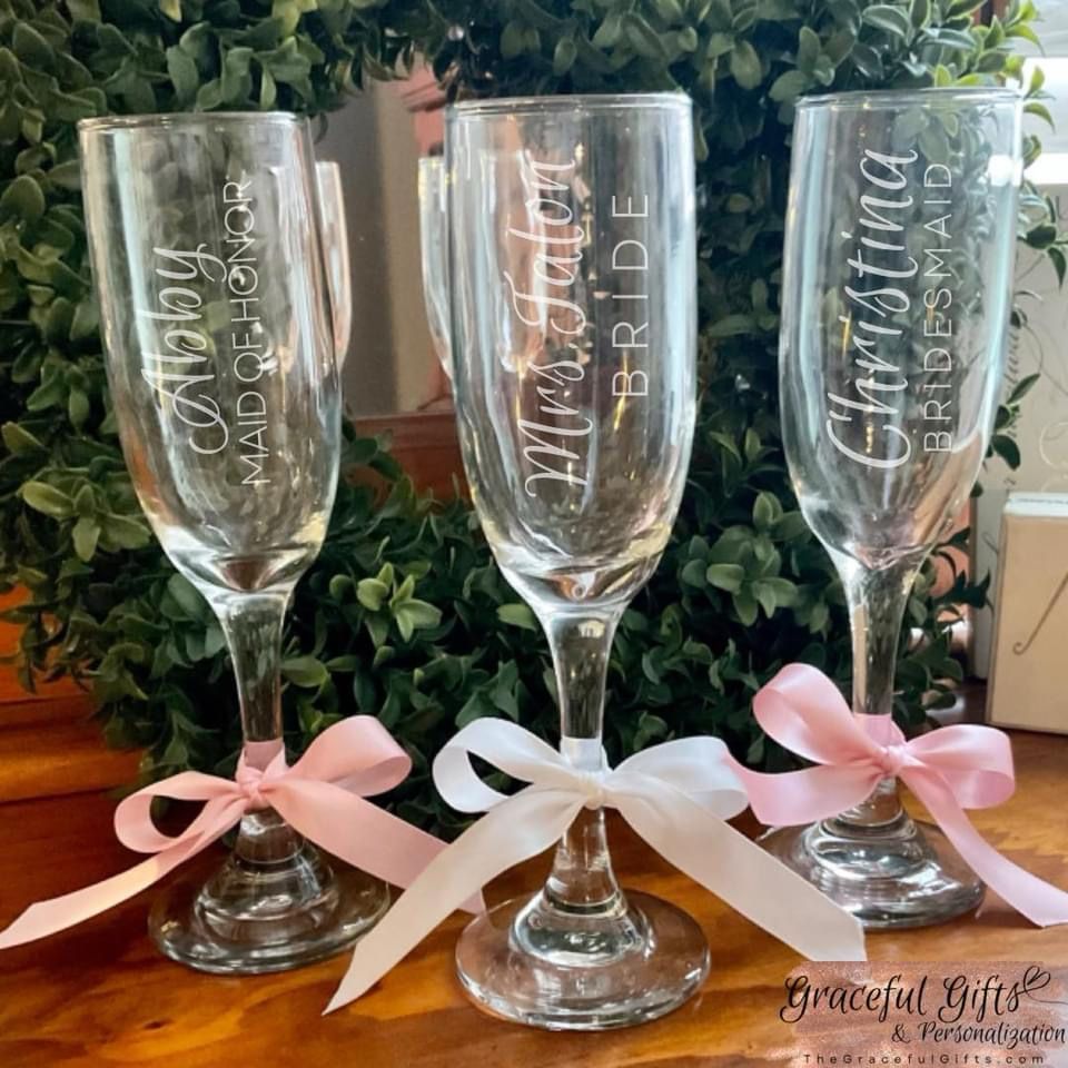 Etched Champagne glasses