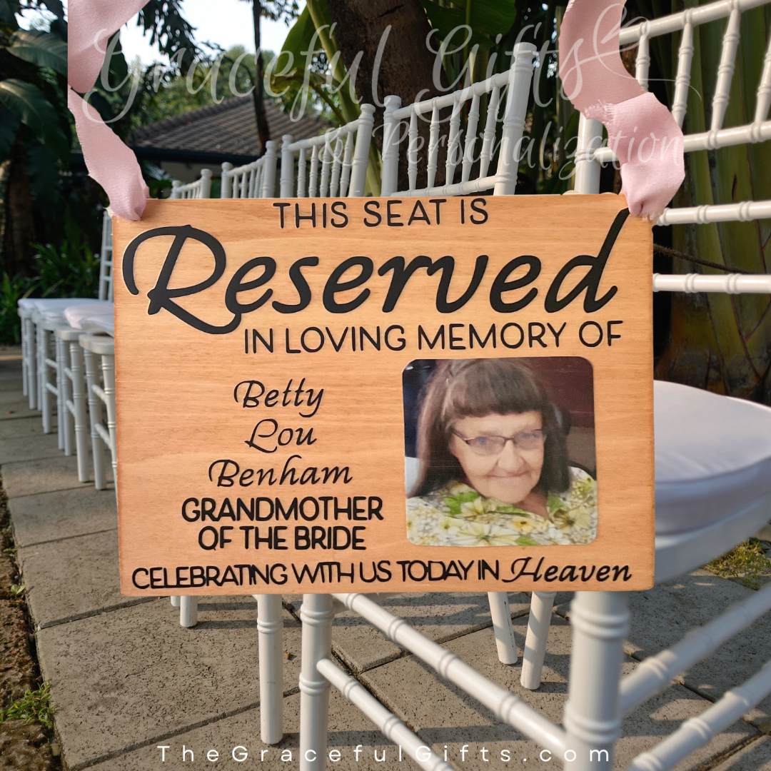 Reserved Wedding Memorial Hanging Chair Sign