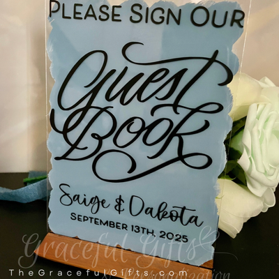 “Sign Our Guestbook” Acrylic Wedding Sign