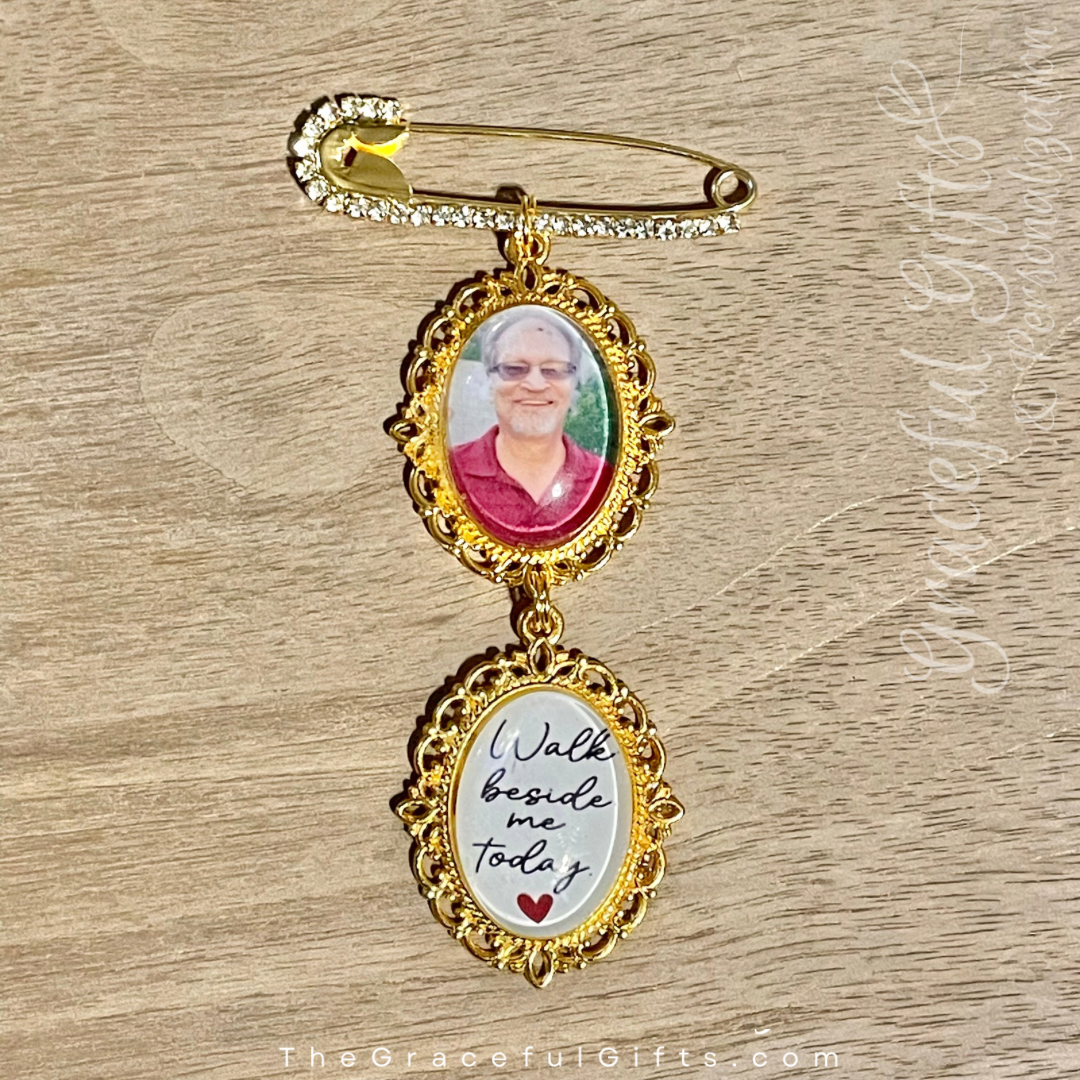 Wedding Bouquet Memorial Photo Pin Charm(s)