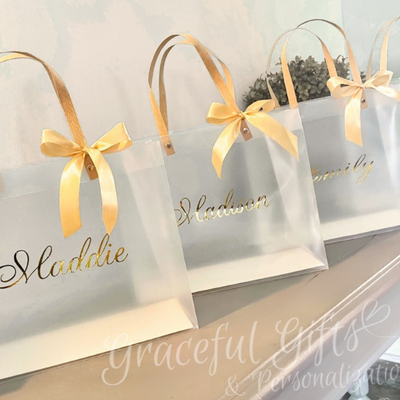 Frosted Bridesmaid’s Gift Bags Transparent &amp; Personalized