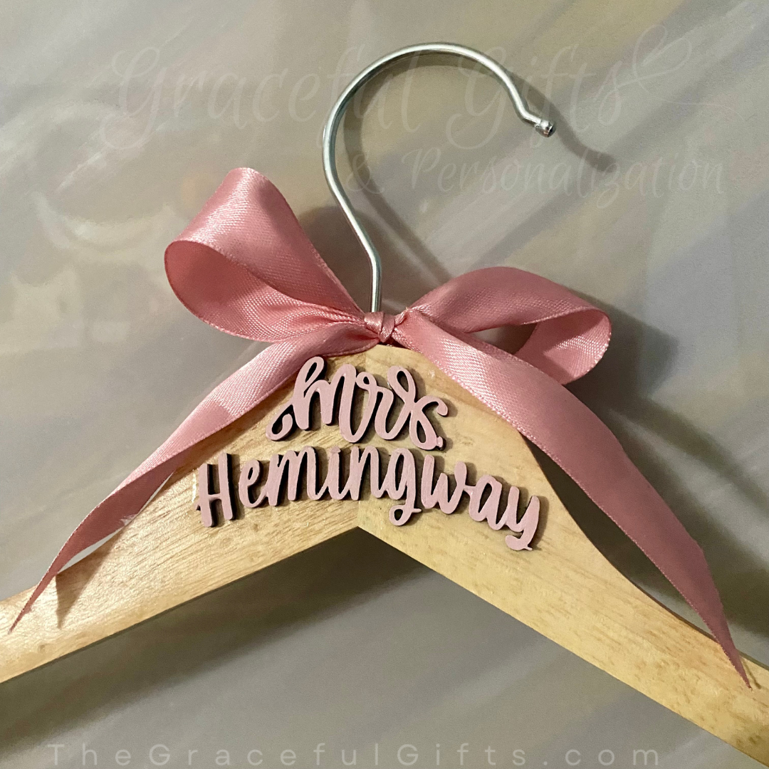 Wooden Wedding Hanger (3D Laser Cut Text)