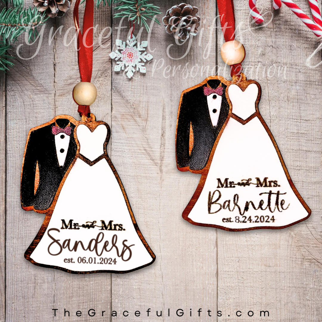 Mr &amp; Mrs Wedding Ornament