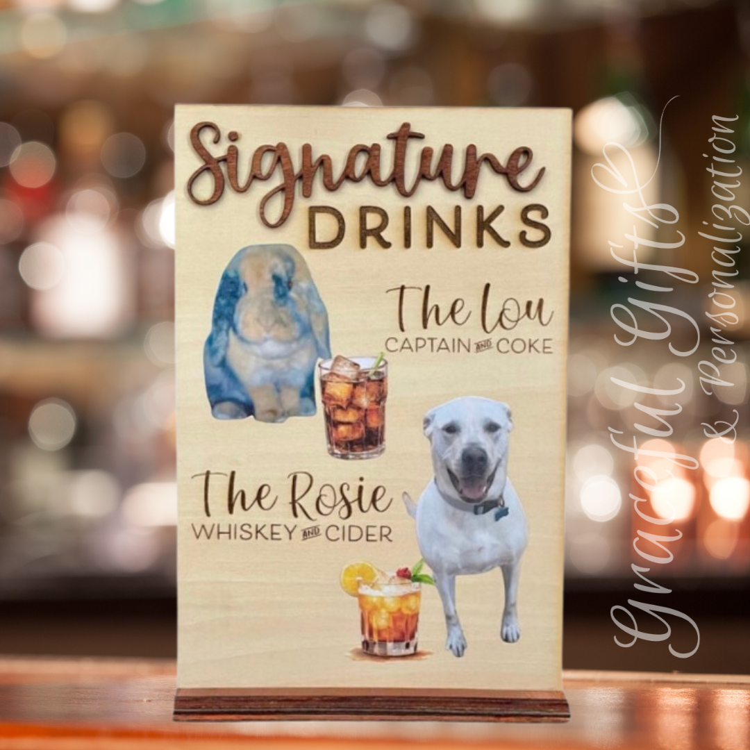 Signature Drinks Wedding Sign with Pets