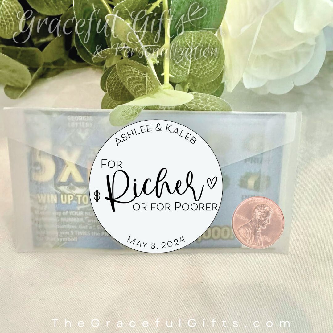 Lotto Ticket Wedding Favor Envelopes With custom Labels