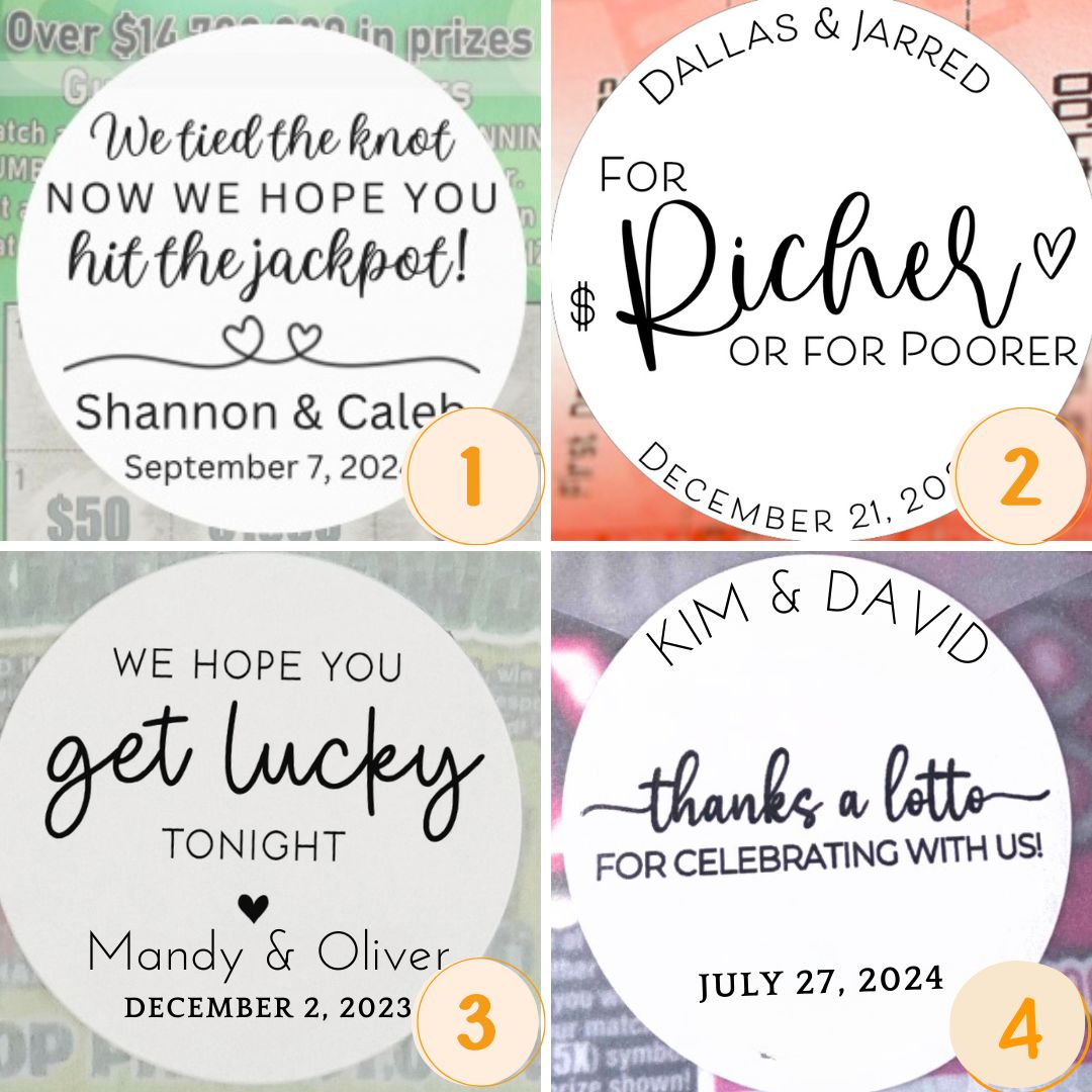 Lotto Ticket Wedding Favor Envelopes With custom Labels