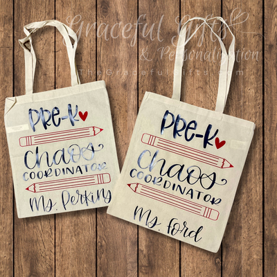 Personalized Teacher Canvas Tote Bag
