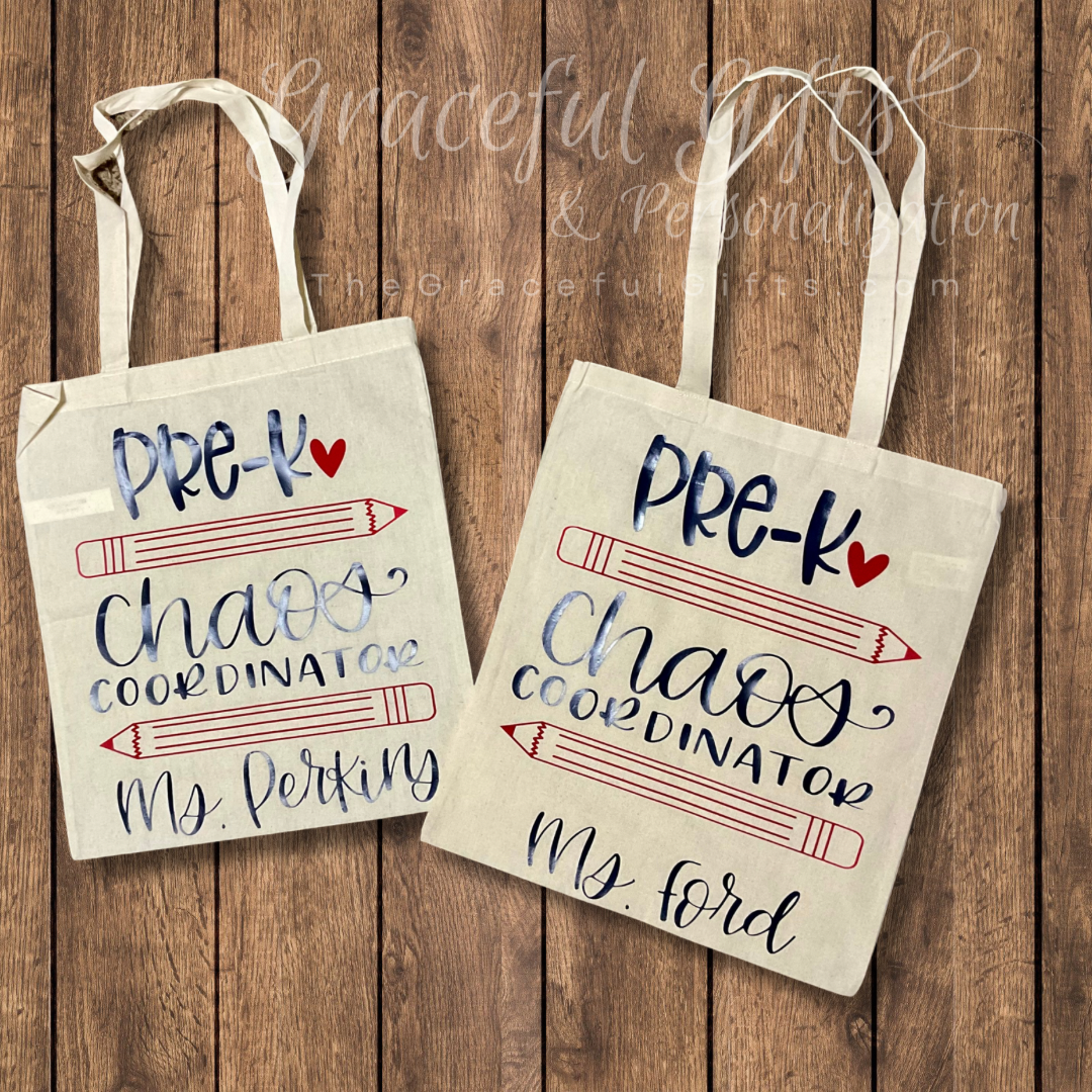 Personalized Teacher Canvas Tote Bag