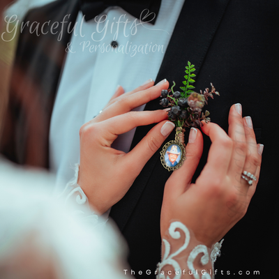 Groom’s Boutonnière Memorial Photo Brooch Pin