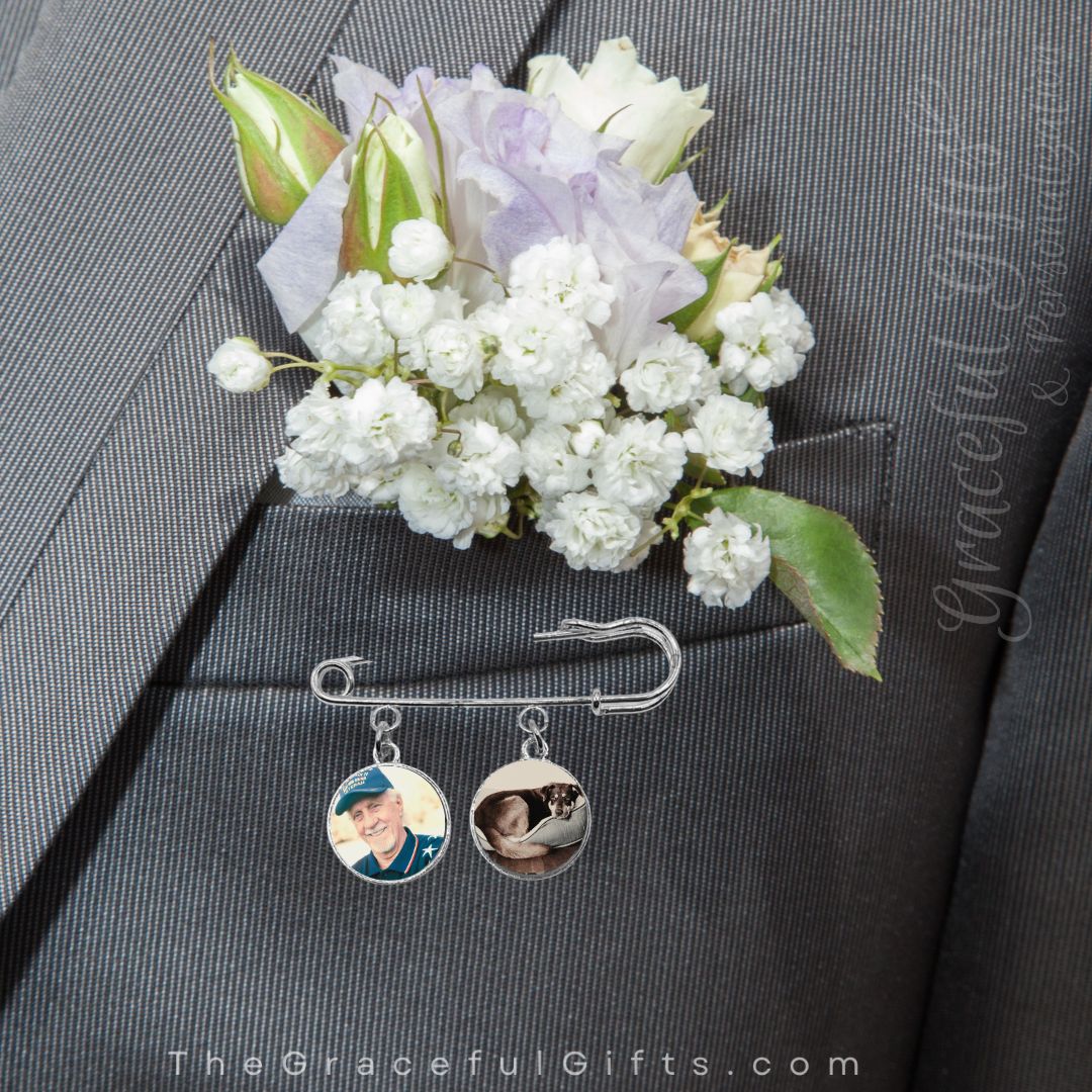 Groom’s Boutonnière Memorial Photo Brooch Pin