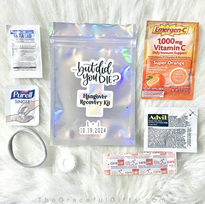 BUT DID YOU DIE?” – 8-Piece Hangover Kit | Wedding &amp; Bachelorette Favor Bag