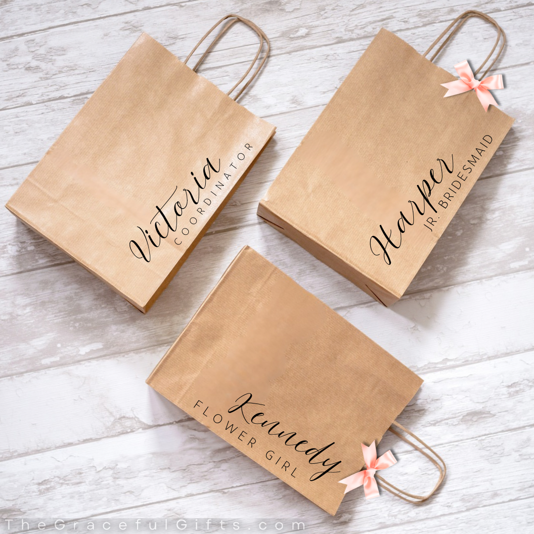 Bridal Party Kraft Bags with Bows
