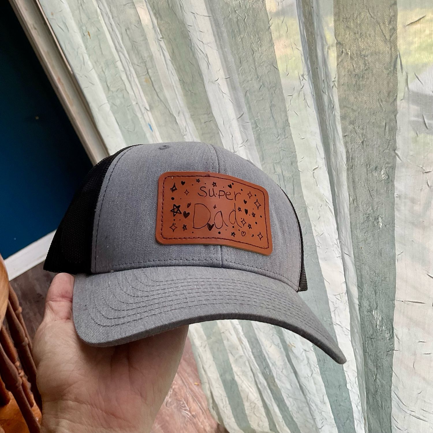 Custom Drawing Leather Patch SnapBack Hat