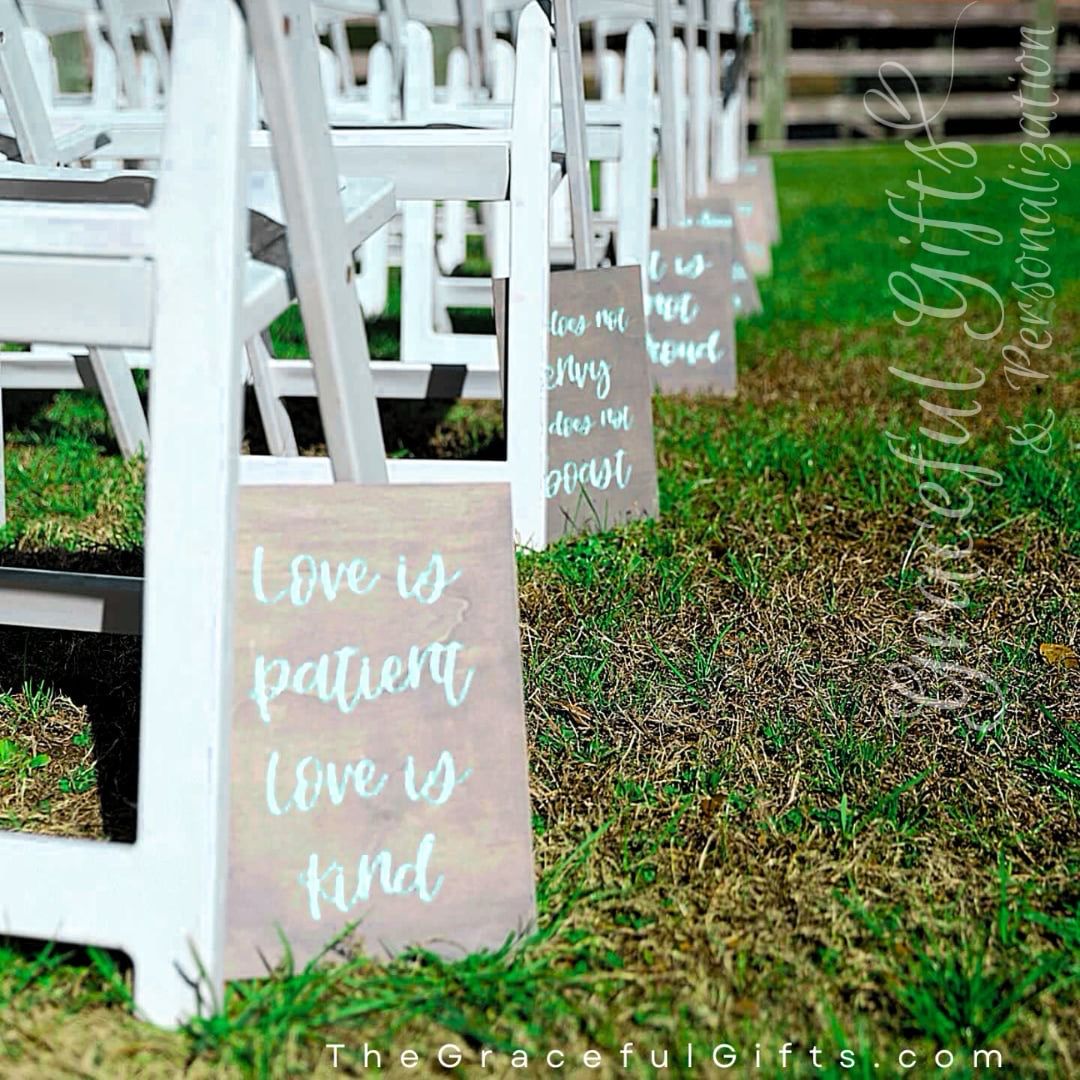 1 Corinthians 13 Wooden Wedding Aisle Signs