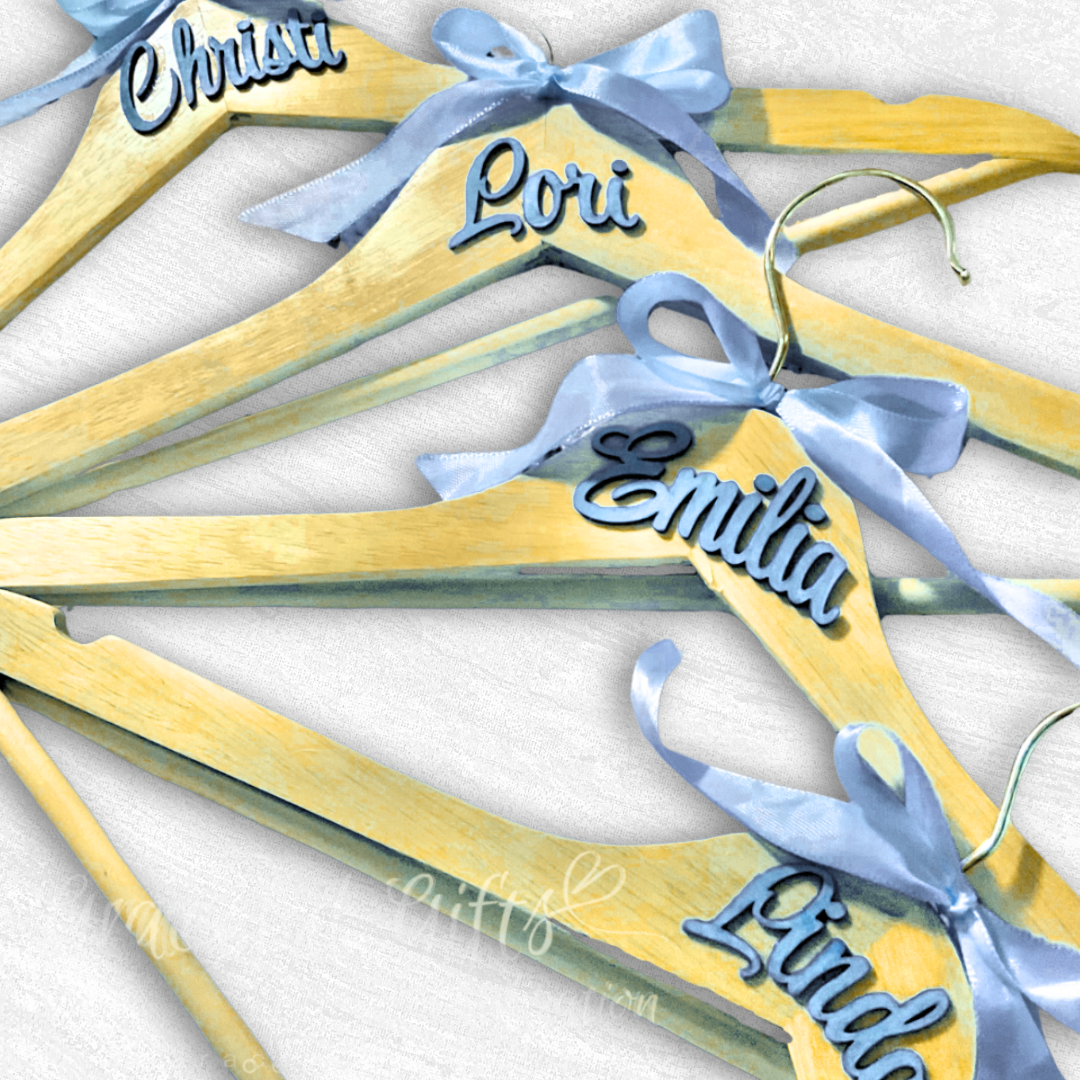Wooden Wedding Hanger (3D Laser Cut Text)