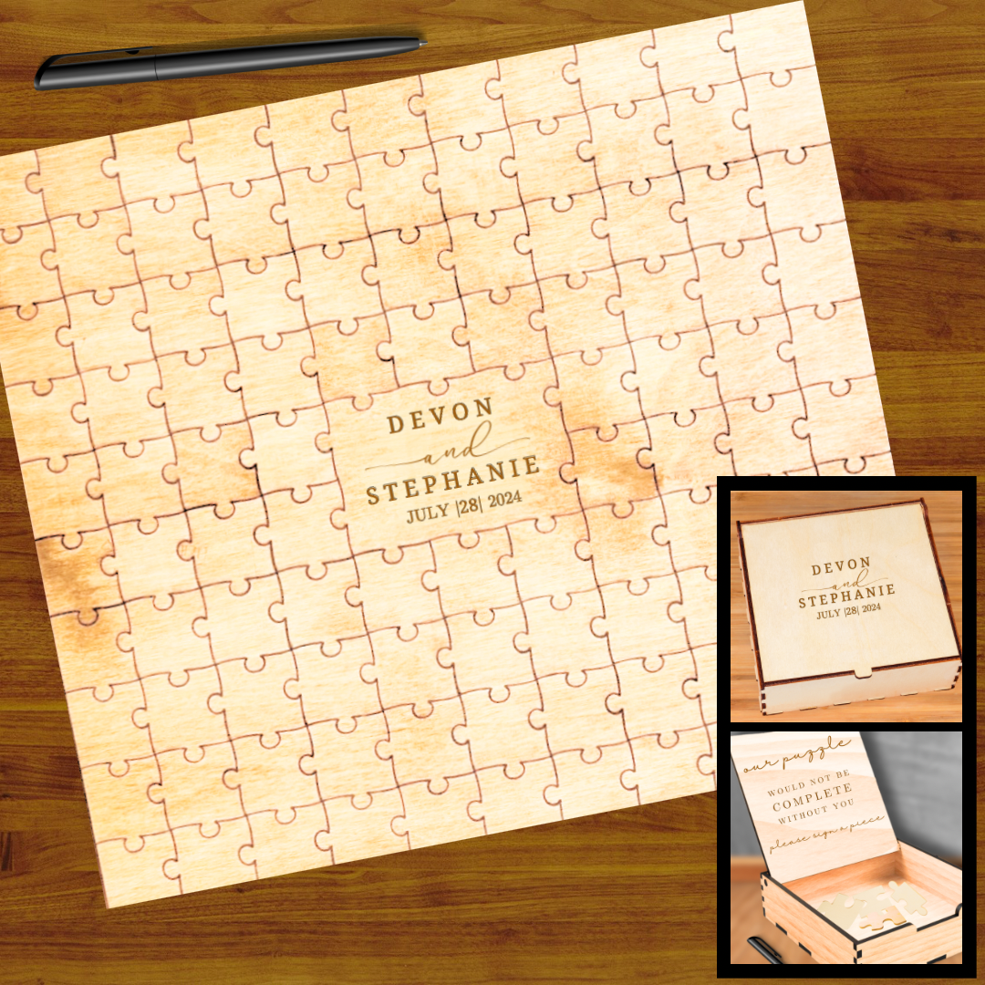 Engraved Wooden Puzzle Guest book