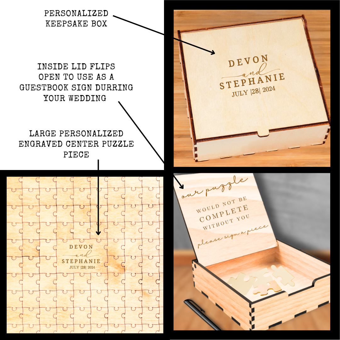 Engraved Wooden Puzzle Guest book