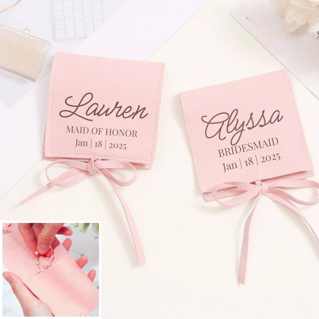 Bridesmaid Bracelet with Personalized Jewelry Bag