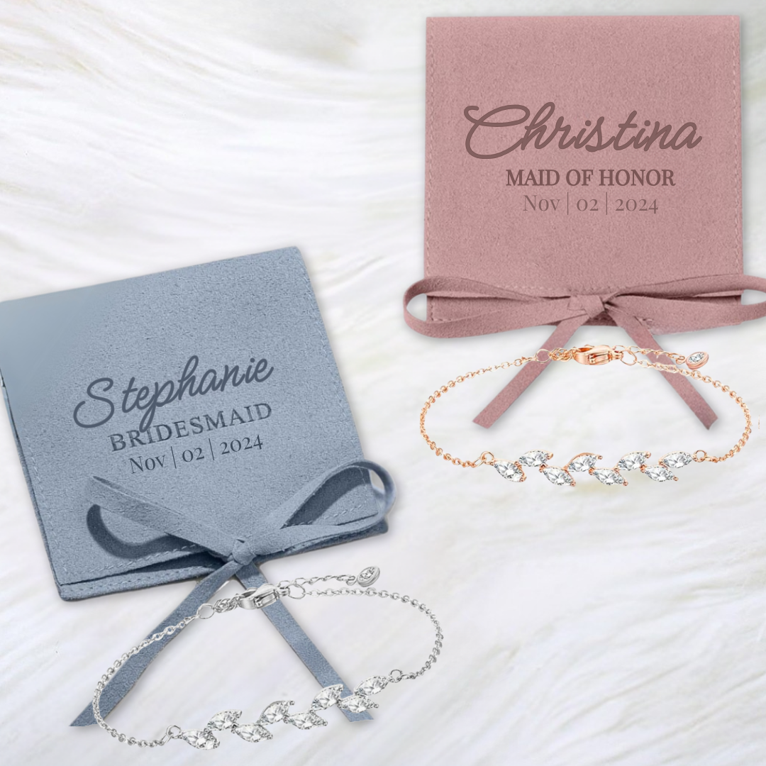 Bridesmaid Bracelet with Personalized Jewelry Bag