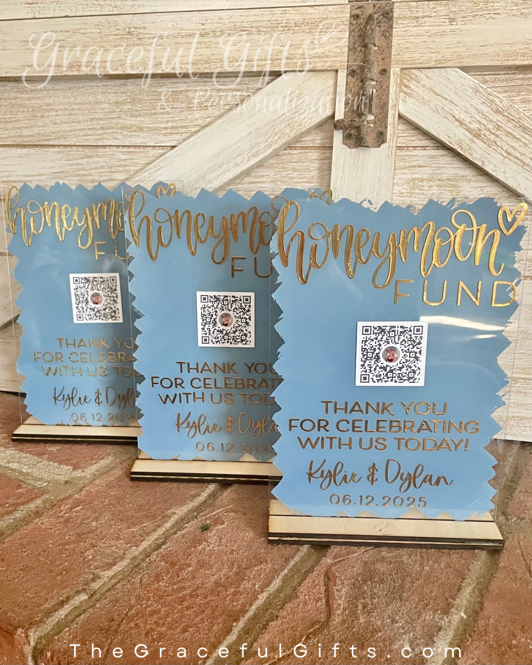 Honeymoon Fund QR Code Wedding Sign Acrylic Sign