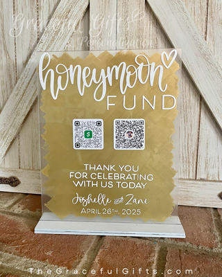 Honeymoon Fund QR Code Wedding Sign Acrylic Sign