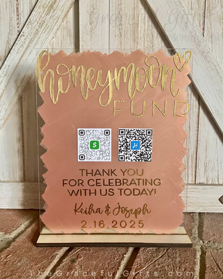 Honeymoon Fund QR Code Wedding Sign Acrylic Sign
