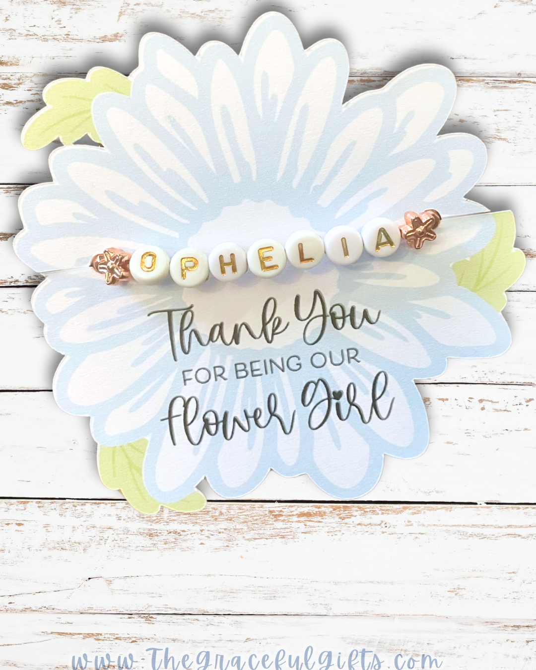 Flower Girl Name Beaded Bracelet