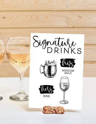 Signature Drinks Wedding Bar Sign [PRINT]