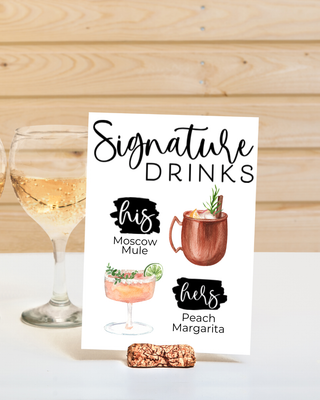 Signature Drinks Wedding Bar Sign [PRINT]