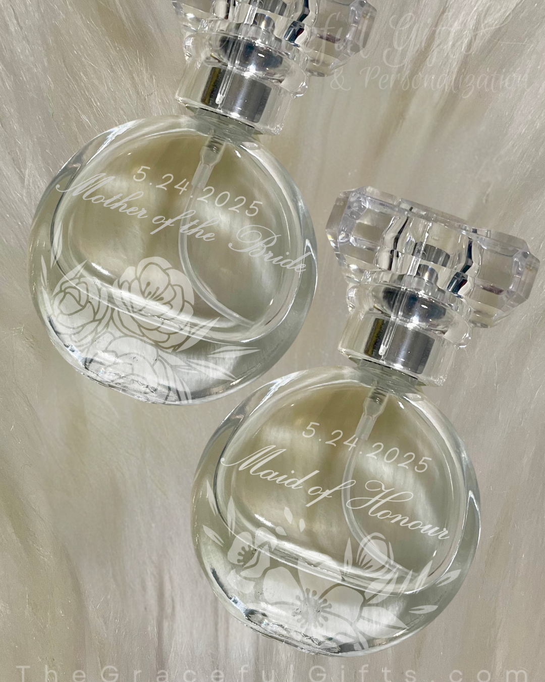 Custom Etched Floral Perfume Bottle