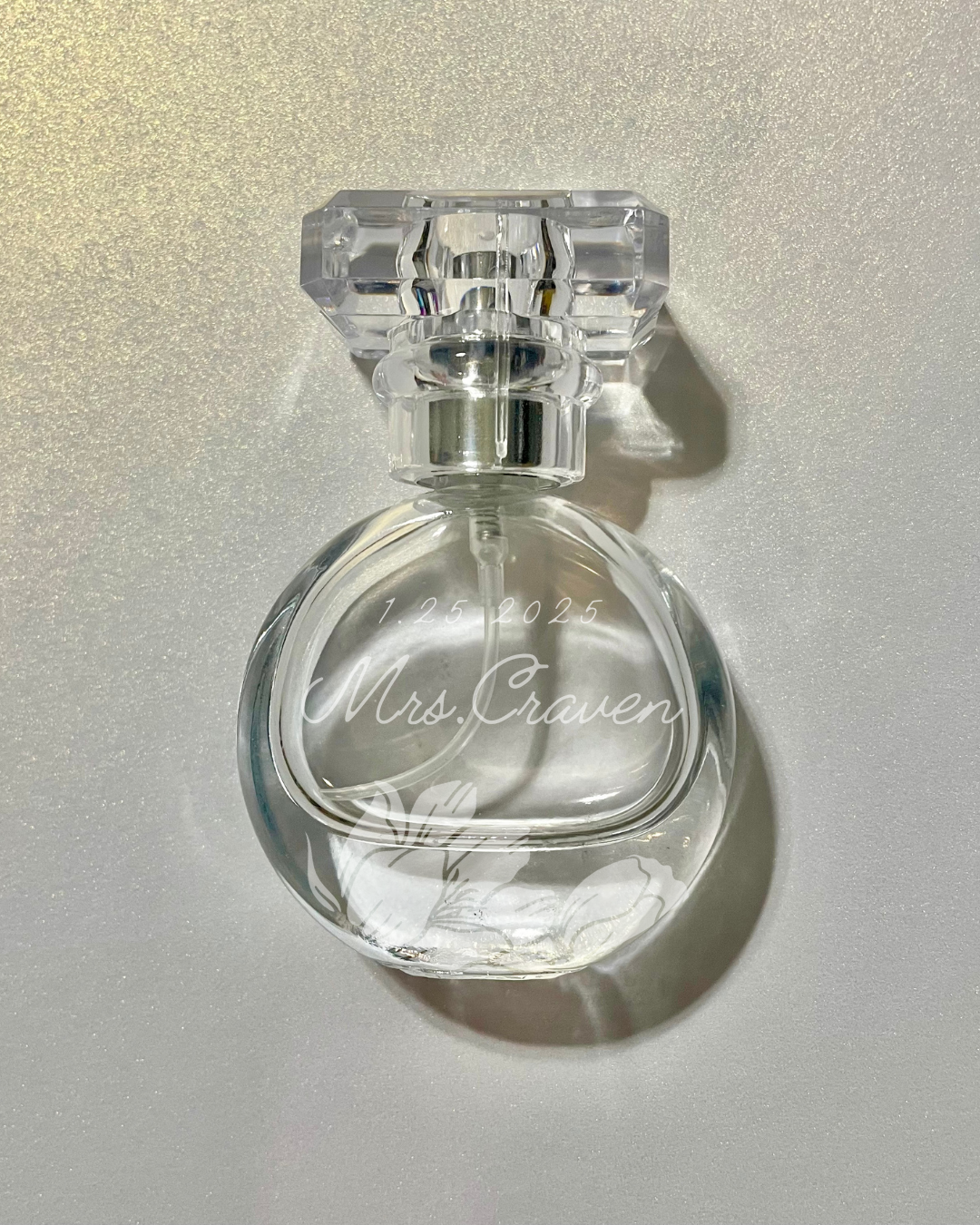 Custom Etched Floral Perfume Bottle