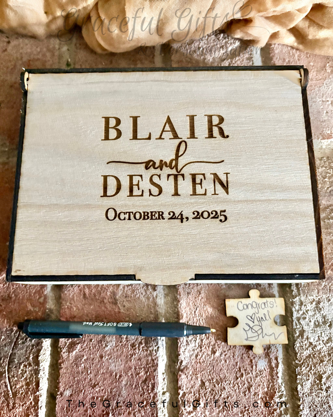 Engraved Wooden Puzzle Guest book