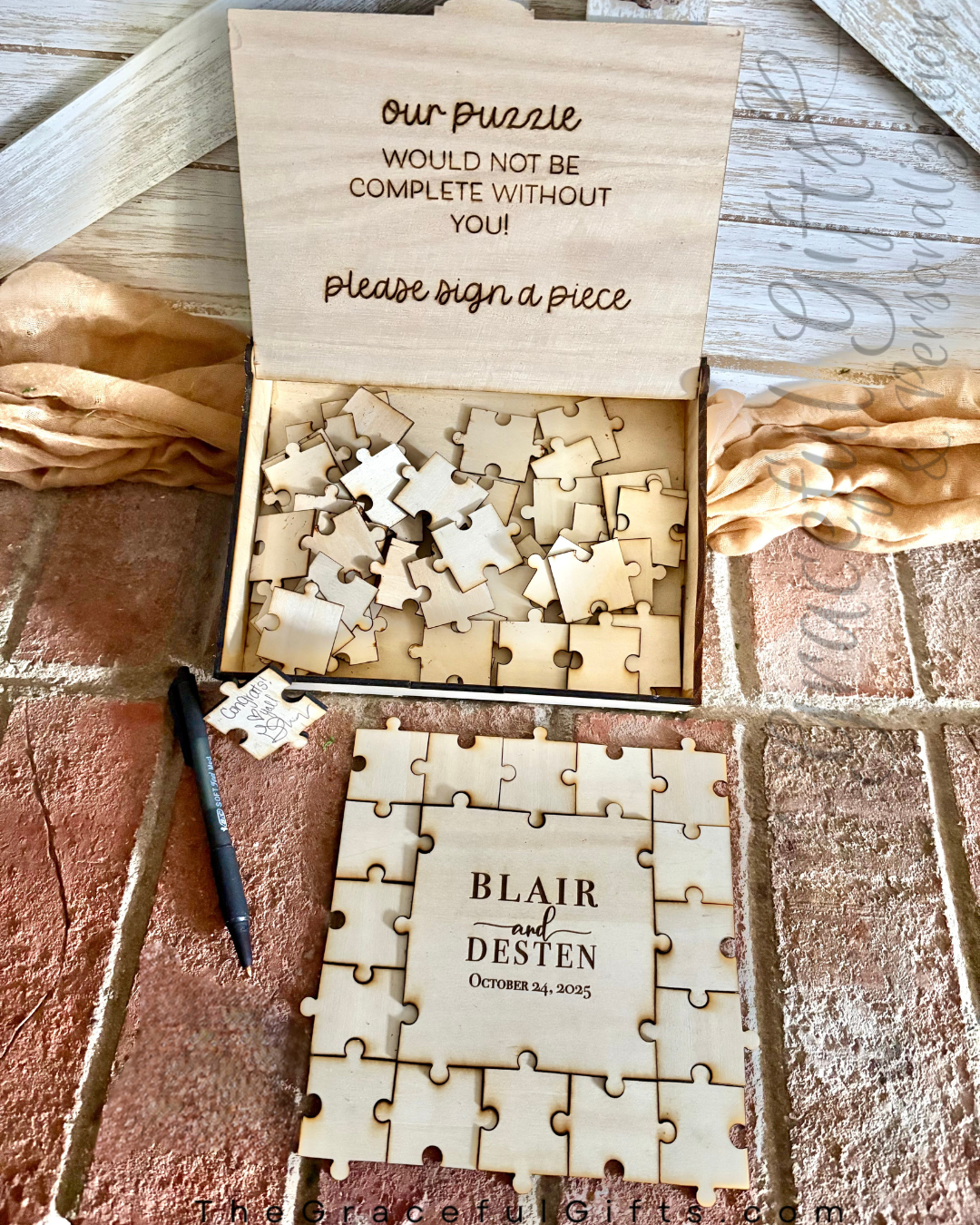 Engraved Wooden Puzzle Guest book