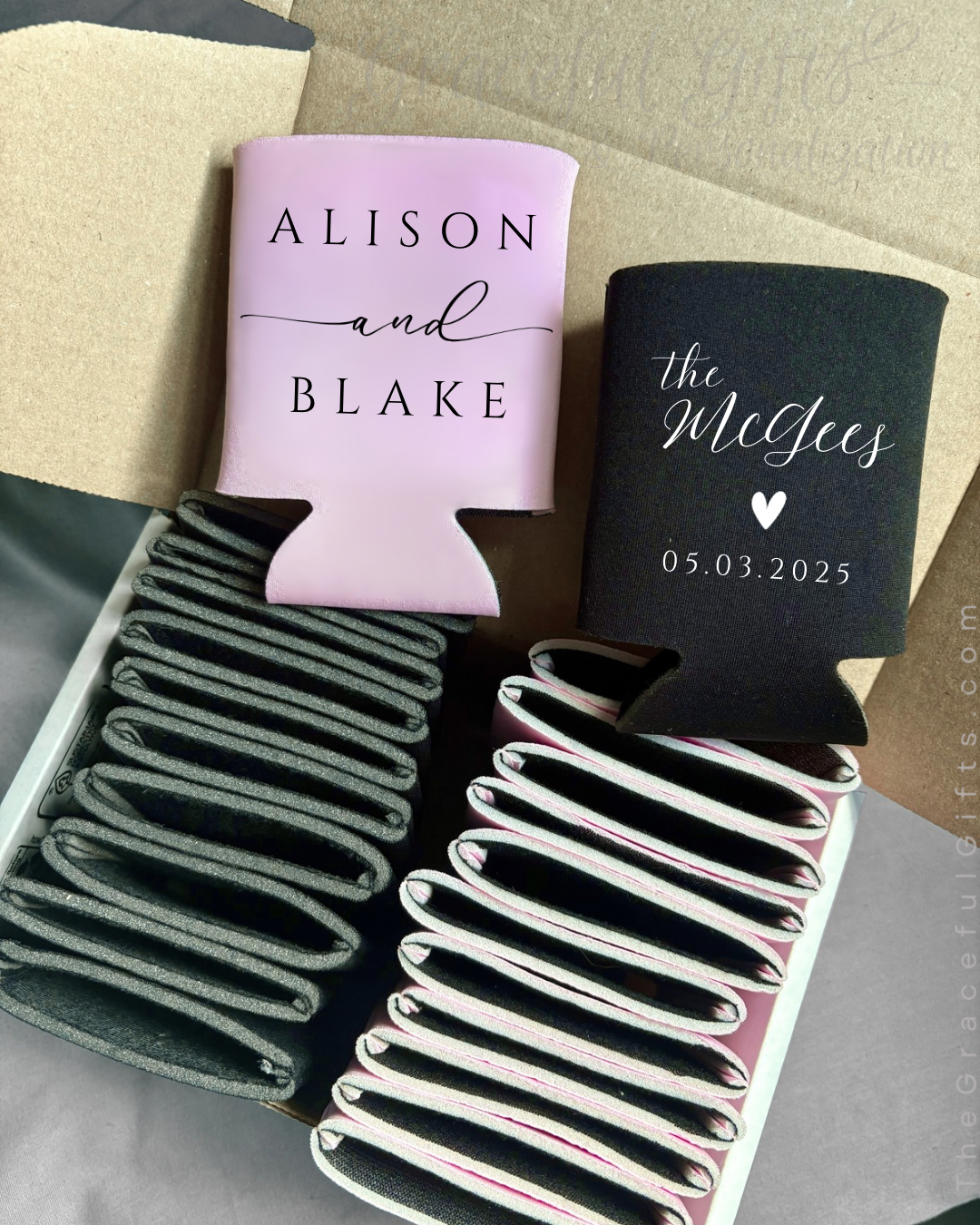 Minimalist Wedding Koozie Favors