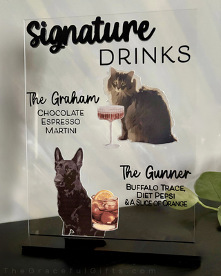 Signature Drinks Wedding Sign with Pets