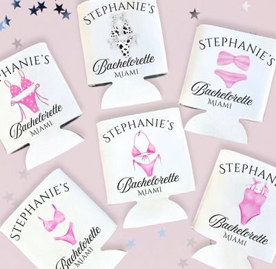 Bachelorette Swimsuit Can Koozies – Personalized Drink Coolers | Bachelorette Favor