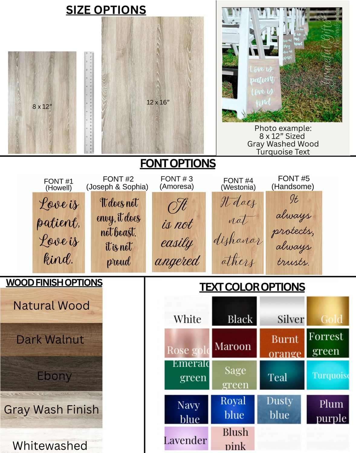 1 Corinthians 13 Wooden Wedding Aisle Signs